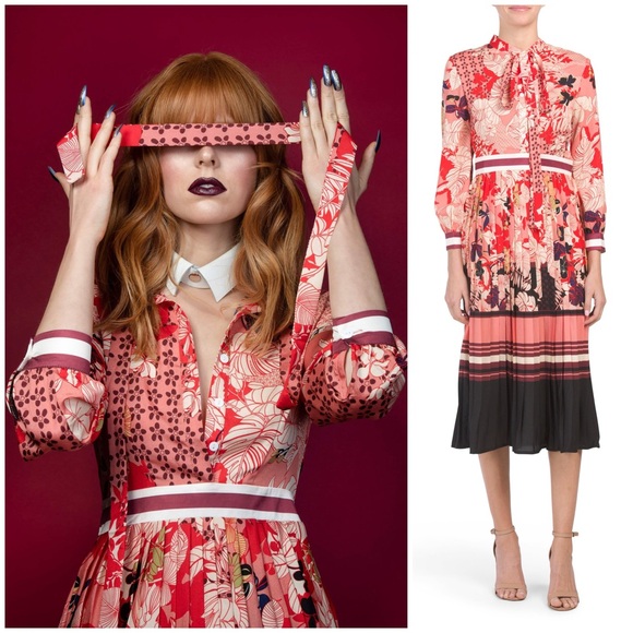 Dalia MacPhee Floral Print Multi Tie Midi Dress (Gucci vibes) - Picture 1 of 4